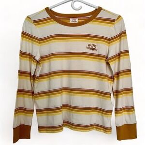 BILLABONG X WRANGLER Going Retro Striped Long Sleeve Tee 70s Vintage Style Sz S